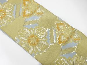 アンティーク　斜め格子に雲・華紋織り出し袋帯（材料）